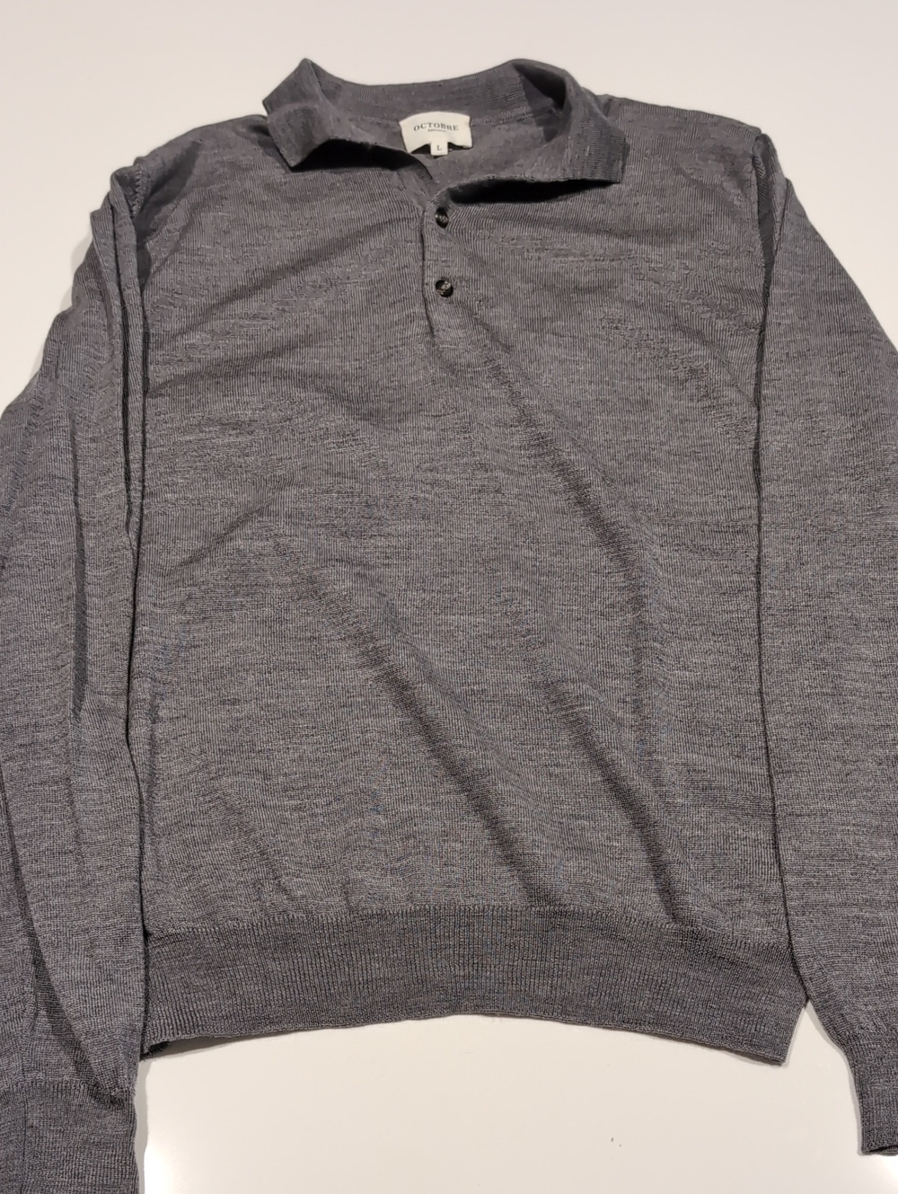 Octobre Editions Men’s Heather Gray Crewneck Polo Sweater